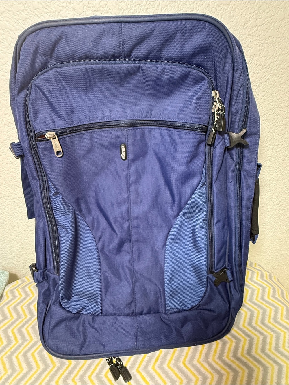 eBags Mother Lode Travel Backpack Blue Expandable Carry-On Bag Easy Pack